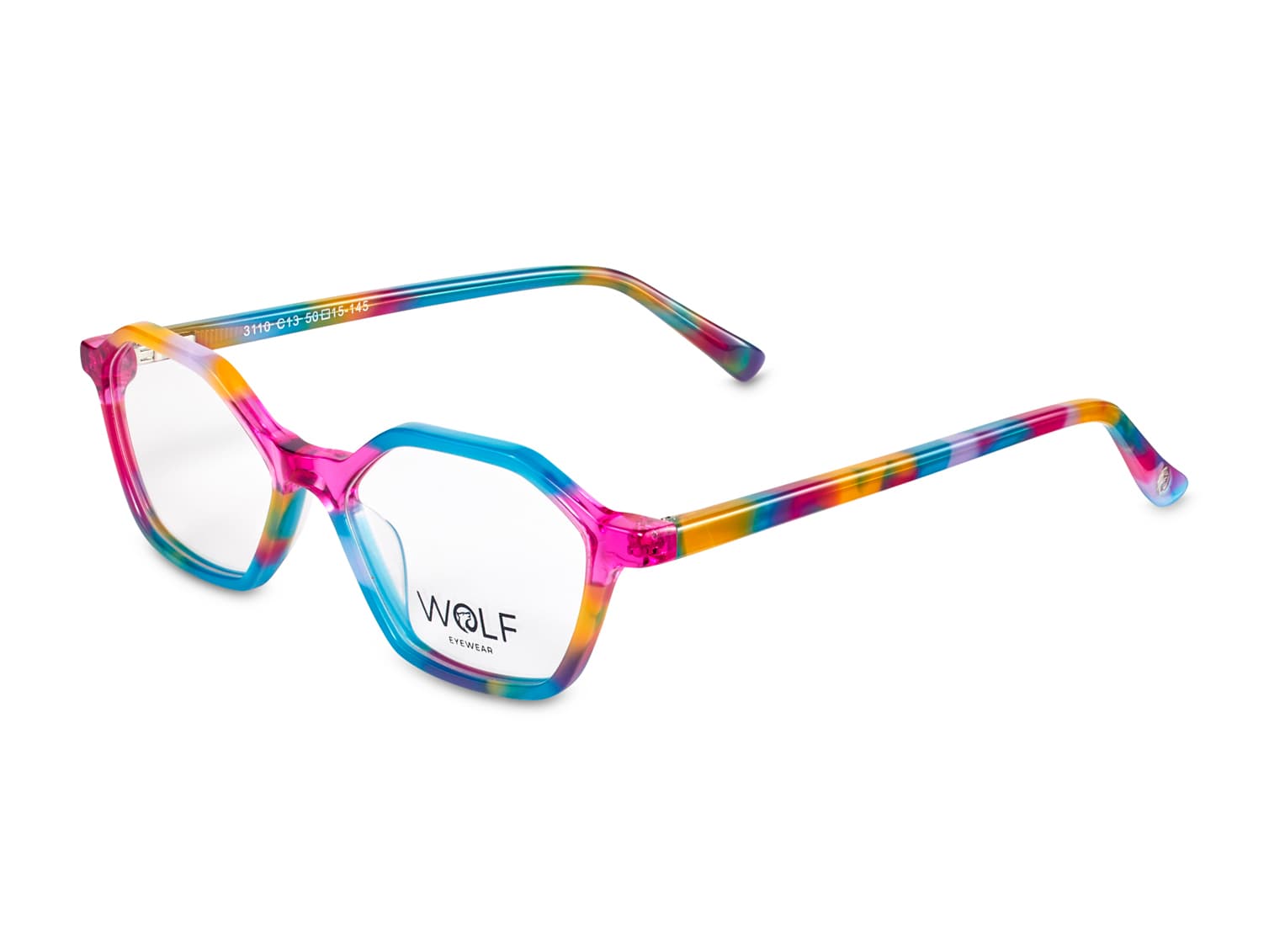 Wolf Eyewear 3110 designer frame in colour Multi Teal Pink
